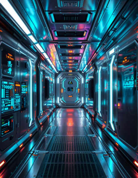 futuristic spaceship corridor background - v1.0