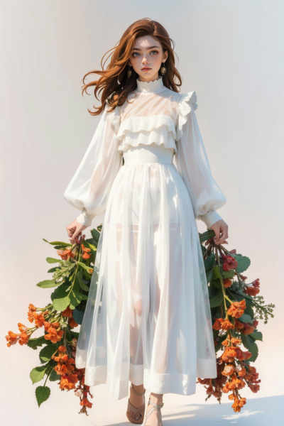 Romantic Lace Lantern Sleeve Retro Princess Dress - v1.0