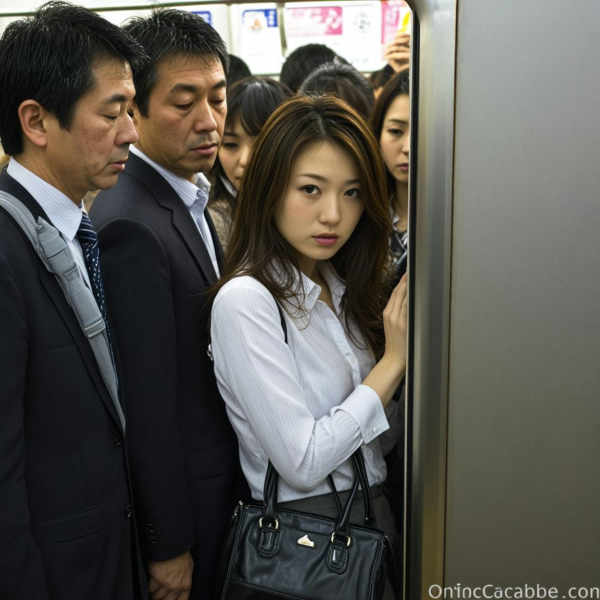 Rush Hour - Crowded Train Entrance - SDXL