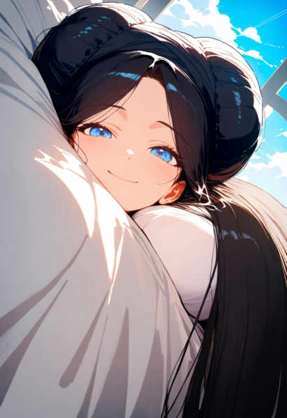 long hair spread floor-pony, noobai, animagine - v4.5-animagine